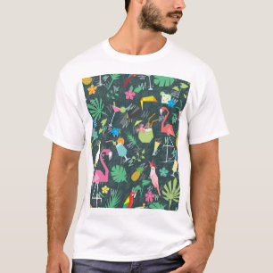 T-shirt Boissons D'Oiseaux Tropicaux : Vibrant Sans Fil.