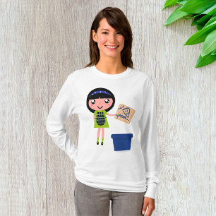 T-shirt Boîte à pizza Recycling Girl Amusante Éco-Friendly