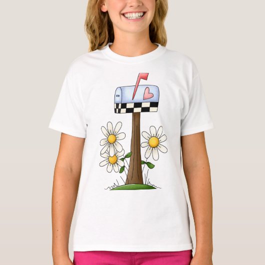 T-shirt Boîte aux lettres avec marguerites et drapeau du c (Devant)