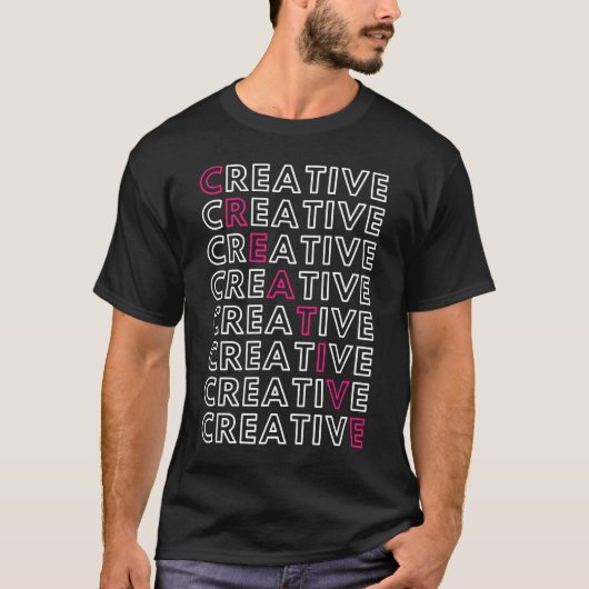 T-shirt Boîte créative de mots croisés avec lettres rose e (Devant)