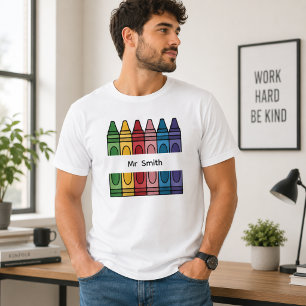 T-shirt Boîte de crayons colorés pour enseignant divisée p