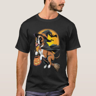 T-shirt Boîte Drôle De Chien Boxer Sorcière Sur Balai Citr