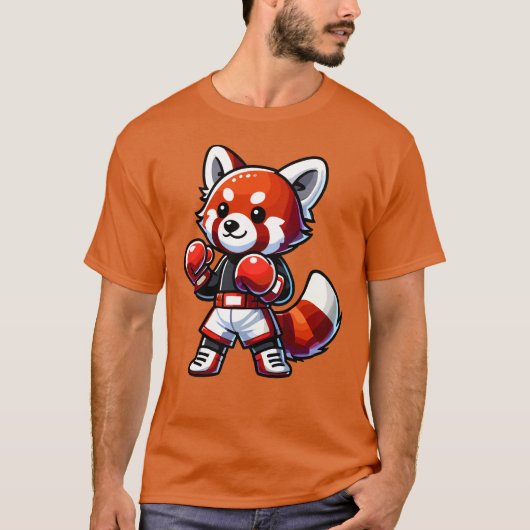 T-shirt Boîtier Rouge Panda Cute Boxer (Devant)
