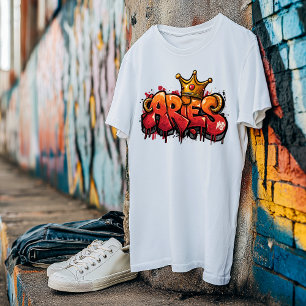 T-shirt Bold Aries Zodiac Graffiti Airbriti avec Couronne