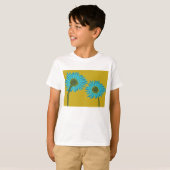 T-shirt Bold Blue Daisy Art sur Mustard Yellow Arrière - p (Devant entier)