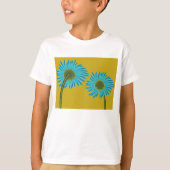 T-shirt Bold Blue Daisy Art sur Mustard Yellow Arrière - p (Devant)