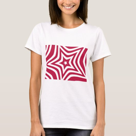 T-shirt Bold & Bright Red & White Star dans un Motif vecto (Devant)