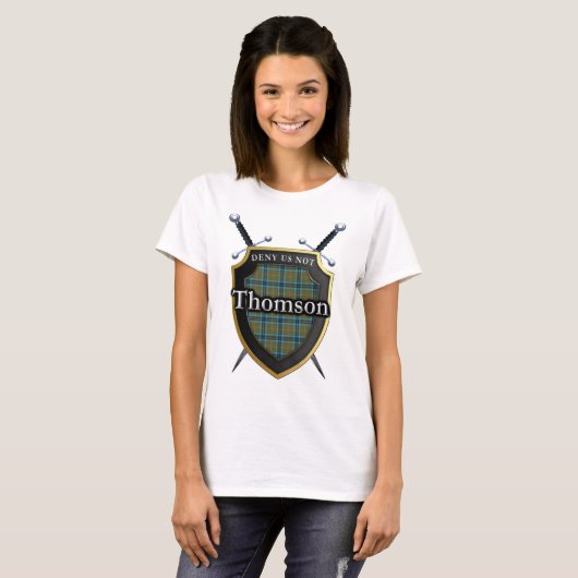 T-shirt Bold Clan Thomson Tartan Scottish Shield (Devant entier)