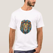T-shirt Bold Mosaic Lion Head – Vibrant Artistic King  (Devant)