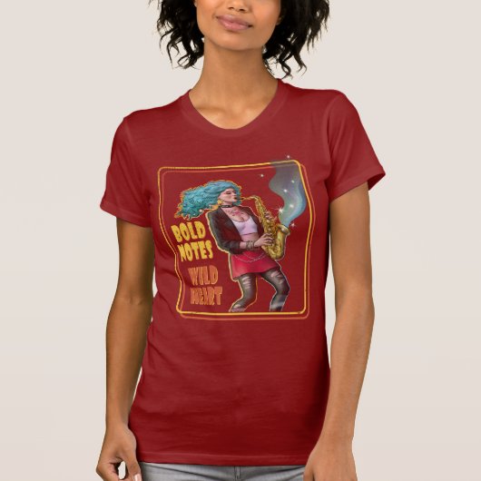 T-shirt Bold Notes, Wild Heart – Saxophone Girl (Devant)