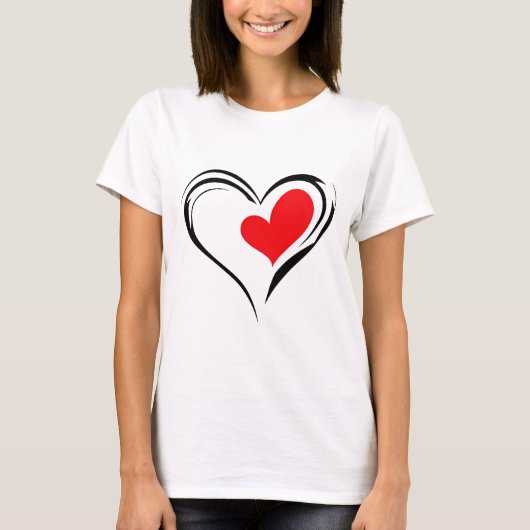 T-shirt Bold Red Heart – Minimal Romantic Love Design (Devant)
