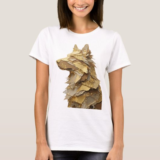 T-shirt Bold Silver GOLDEN WOLF Design Moderne (Devant)