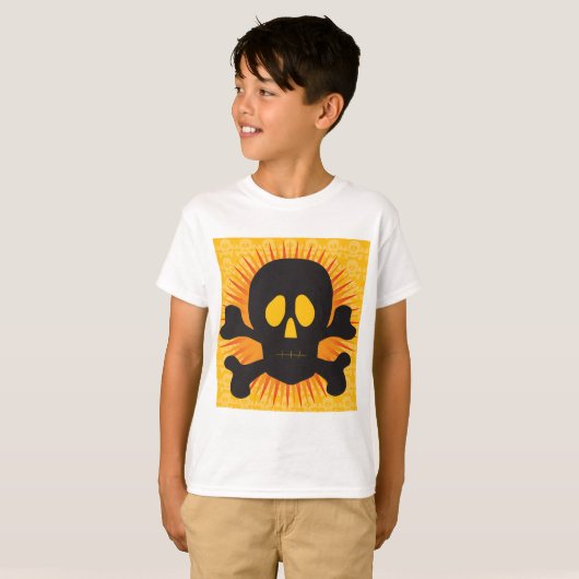 T-shirt Bold Skull and Crossbones with Orange Burst (Devant entier)