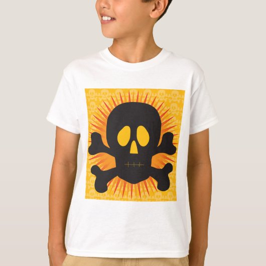 T-shirt Bold Skull and Crossbones with Orange Burst (Devant)