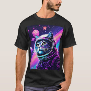 T-shirt Bold Space Cat Adventure - Retro Vaporwave Galaxy
