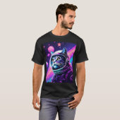 T-shirt Bold Space Cat Adventure - Retro Vaporwave Galaxy (Devant entier)