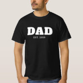 T-shirt Bold White & Black Text Est Year Dad (Devant)