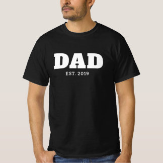 T-shirt Bold White & Black Text Est Year Dad