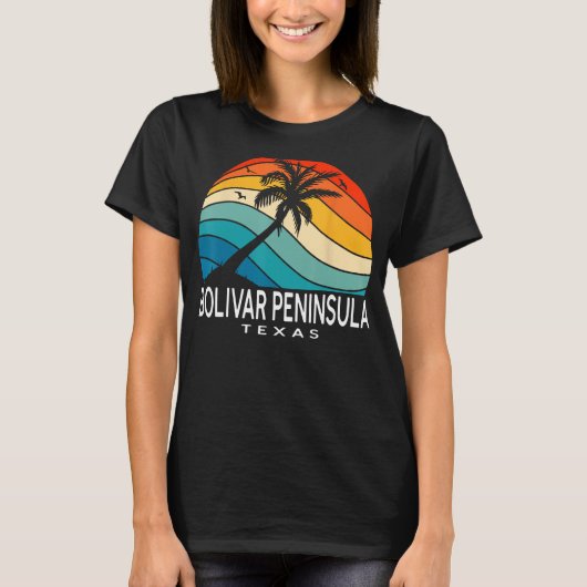 T-shirt Bolivar Peninsula Texas Tropical Beach Palm Tree S (Devant)