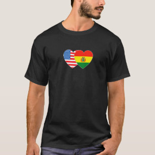T-shirt Bolivia & Drapeau USA Twin Heart 4 Américains boli