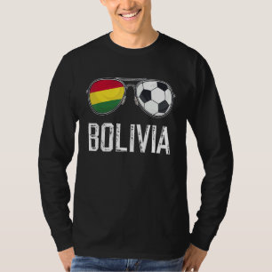 T-shirt Bolivie Drapeau et football Sunglass Ventilateur b