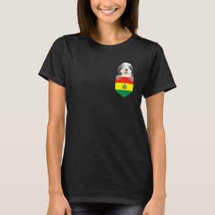 T-shirt Bolivie Drapeau Porté Collie Chien À Poche
