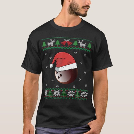 T-shirt Bolwing Ball Santa Hat Bowler Bowling Team Ugly Ch (Devant)