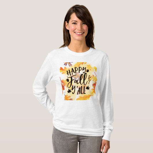 T-shirt Bon automne Y'all Feuilles d'automne (Devant entier)