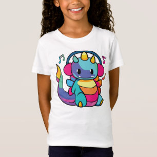 T-Shirt Bon dragon avec écouteurs écoutant de la musique.