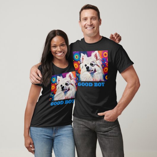 T-shirt Bon Garçon Blanc Chien Poméranien (Unisexe)