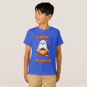 T-shirt Bon Halloween Ghost Orange (Devant entier)