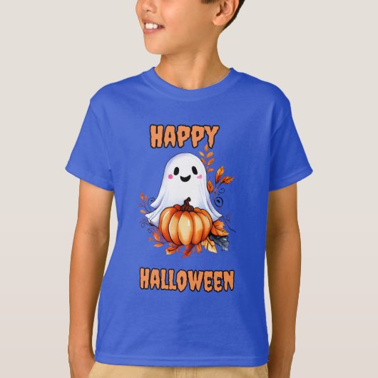T-shirt Bon Halloween Ghost Orange (Devant)