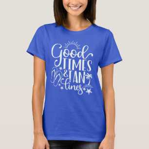T-shirt Bon Moments Et Lignes De Tan, Vacances À La Plage
