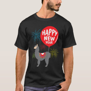 T-shirt Bon Nouvel An Feu d'artifice Llama Rocket