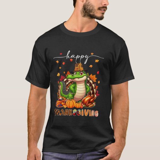 T-shirt Bon thanksgiving Alligator Costume Turquie Chute L (Devant)