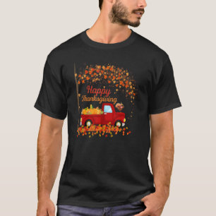 T-shirt Bon thanksgiving Automne Camion Rouge Automne Feui