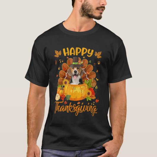 T-shirt Bon thanksgiving Beagle Chien Turquie Citrouille (Devant)