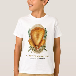 T-shirt Bon thanksgiving de dinde rôtie aquarelle