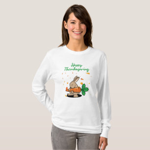 T-shirt Bon thanksgiving Drôle Lapin Longueur Manche