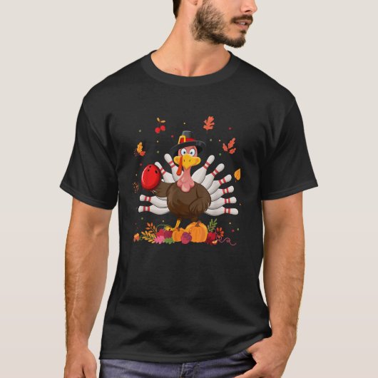 T-shirt Bon thanksgiving Turquie Bowling Lover Automne Tur (Devant)