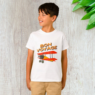 T-shirt Bon Voyage Biplane Avion Vintage