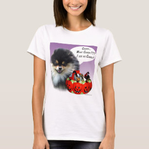 T-shirt Bonbons d'Halloween de Poméranie (blktan)