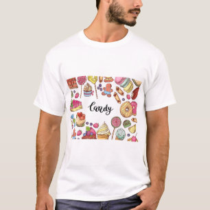 T-shirt Bonbons et Dessert Doodles Sweet Traitements Motif