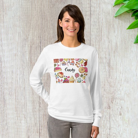 T-shirt Bonbons et Dessert Doodles Sweet Traitements Motif
