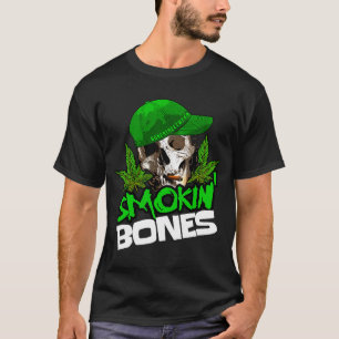 T-shirt Bone Streetwear Weed Smokin Bones Skull Graphisme