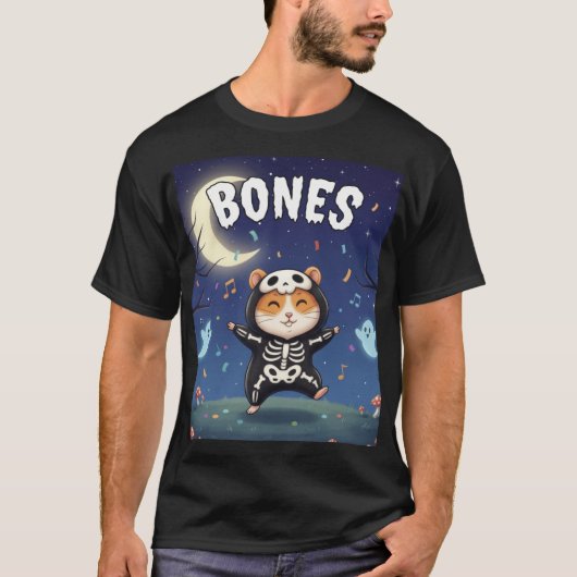 T-shirt Bones – Skeleton Hamster Halloween Party Shirt (Devant)