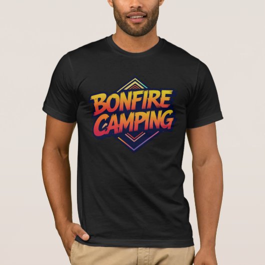 T-shirt 🔥 Bonfire Camping Adventure - Retro 80s Outdoor (Devant)