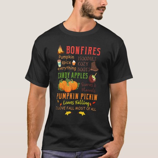 T-shirt Bonfires Citrouille épice Tout tomber (Devant)