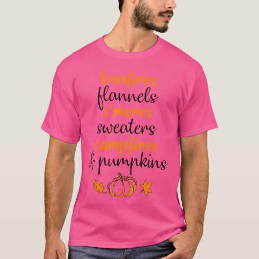 T-shirt Bonfires Flannels S'Mores's Camfeux et Citrouille (Devant)