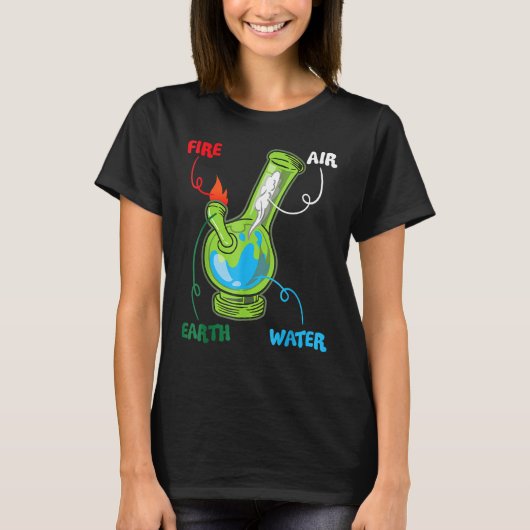 T-shirt Bong Elements Fire Water Earth Air Thc Wekin Smoki (Devant)